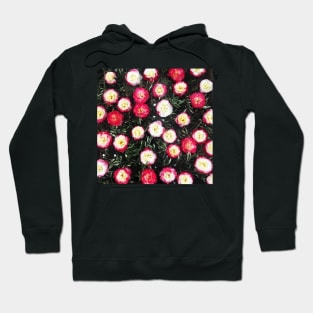 Vintage White And Pink Flowers & Leaves Background Hoodie